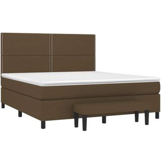 vidaXL Vidaxl - Cama Box Spring Con Colch&oacute;n Tela Marr&oacute;n Oscuro 180x200 Cm