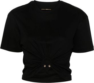 Paco Rabanne Zwarte Jersey Top met Ronde Hals - Dames - T-shirts - Zwart - XS - Katoen - Tops