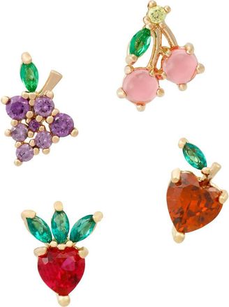 Girls Crew Fruit Basket Set of 4 Mismatched Stud Earrings in Gold at Nordstrom