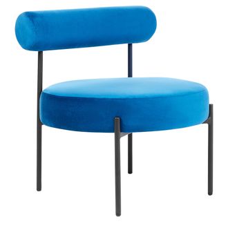 Beliani Sill&oacute;n De Terciopelo Azul Marino Negro Sin Reposabrazos Metal Alpha