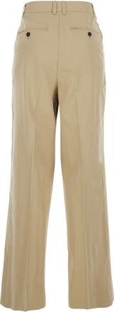 Dunst Womens Trousers Front Pleated Beige Cotton