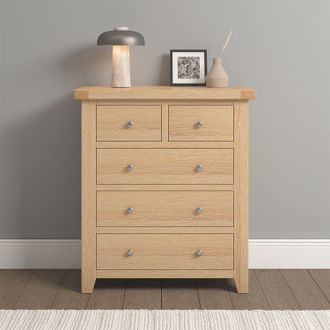 Seconique Windsor 3+2 Drawer Chest (Fully Assembled) in Light Oak