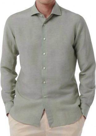 Xacus Textured Solid Colour Shirt In Sage Green