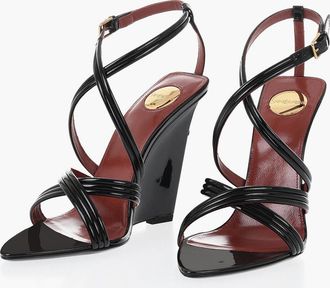 Saint Laurent Patent Leather Wedge Sandals with 11cm Heel Saint Laurent