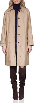 Avec Les Filles Equine Embroidered Cotton Blend Trench Coat in Khaki-Espresso Horse at Nordstrom, Size X-Small