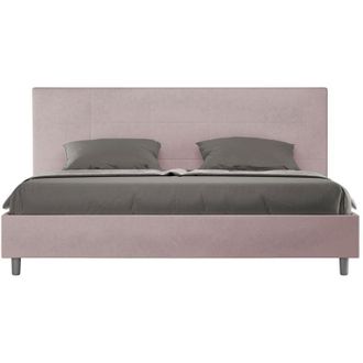 ITYhome Letto Matrimoniale King size rivestito in Microfibra - mika - Dimensione Rete: 190x190 - Colore: Glicine - Tipologia Letto: Con Rete e Contenitore