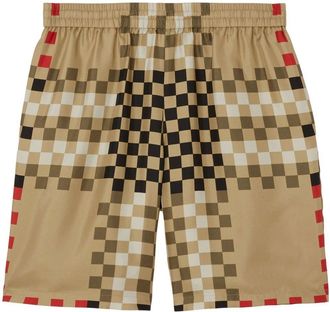 Burberry Pixel Check silk shorts - men - Silk - L - Neutrals