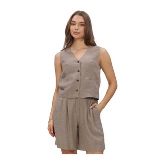 Moss Copenhagen Dames, Jassen, Beige, Maat: L Linnen