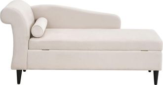Beliani Beliani - Living Room Left Hand Velvet Chaise Lounge with Storage Beige Luiro