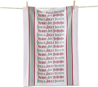 Tag Holly Jolly Christmas Cotton Kitchen Dishtowel Set in White at Nordstrom