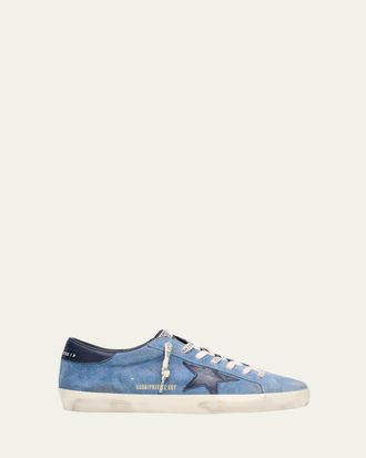 Golden Goose Mens Super-Star Suede Low-Top Sneakers