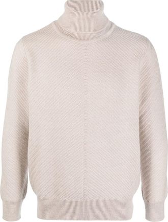Lardini ribbed roll-neck jumper - men - Wool - S - Neutrals