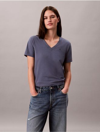 Calvin Klein Jeans Calvin Klein Womens Monogram V-Neck T-Shirt - Blue - XL