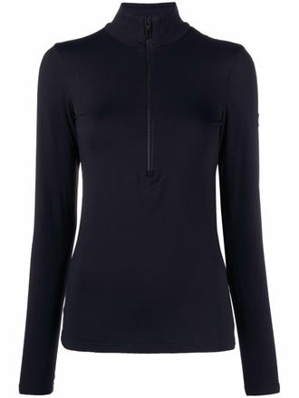 Fusalp logo-patch zip-fastening top - women - Spandex/Elastane/Polyamide - L - Blue