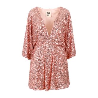 Aniye By Party Dresses, female, Pink, Size: XS Sequin Kimono V-neck Dress