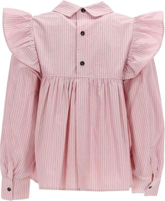 Ganni Puffy Strap Organic Cotton Shirt - Pink