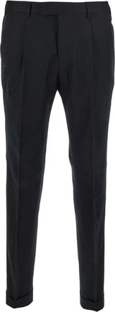 Pantaloni Torino Slim Broek met Verborgen Sluiting - Heren - Nette broeken - Zwart - 3XL - Wol - Broeken
