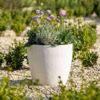 PRIMROSE White Handmade Egg Shape Fiberstone Indoor Outdoor Planter 36cm