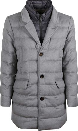 Moorer Costanzo single-breasted padded coat - men - Wool/Cashmere - 52 - Grey