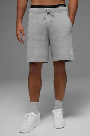 Alo | 7 Sports Club Sweater Knit Short Top in Athletic Heather Grey, Size: Medium