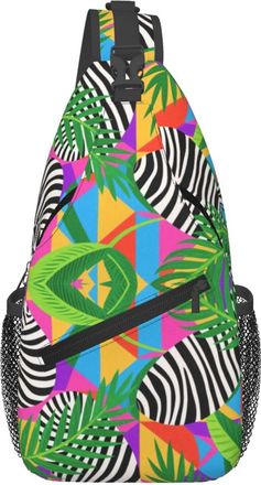 Generic Multipurpose Crossbody Shoulder Bag Exotic Flamingo Hawaii Tropic Palm Leaves Flower Art Chest Backpack Lightweight Shoulder Chest Bags for Travel Spo