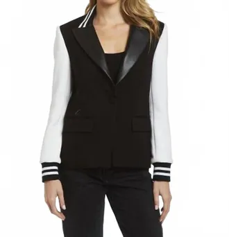 Drew Joanna Two-Tone Blazer In Black, White