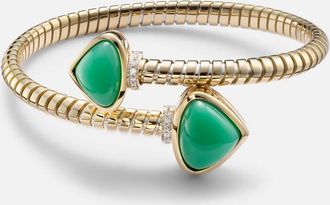 Marina B Bracciale Trisolina Bypass in oro 18kt con diamanti e crisoprasio