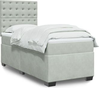 vidaXL Cama Box Spring Con Colch&oacute;n Terciopelo Gris Claro 100x200 Cm Vidaxl