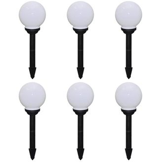 Berkfield Home Outdoor Pathway Lamps 6 pcs LED 20 cm with Ground Spike in White