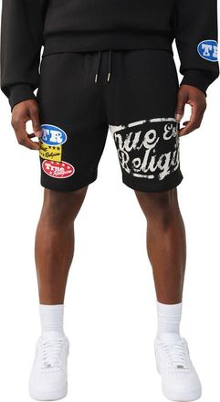 True Religion Logo Patch Cotton Blend Sweat Shorts in Jet Black at Nordstrom, Size Xxx-Large