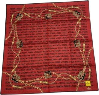 Fendi Pre-owned Scarves, female, Red, Size: ONE SIZE Pre-owned Silk Scarf