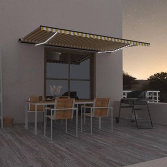 Berkfield Home Manual Retractable Awning with LED 500x350 cm Yellow & White