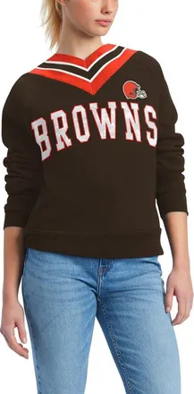 Tommy Hilfiger Womens Tommy Hilfiger Brown Cleveland Browns Heidi V-Neck Pullover Sweatshirt at Nordstrom, Size X-Large