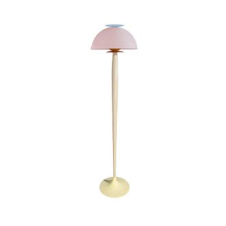 Tosel Lamp&aacute;ra de pie madera,metal Alt.165cm rosa ;Pantalla: beige