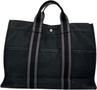 Herm&egrave;s Pre-owned Tote Bags, female, Black, Size: ONE SIZE Pre-owned Cotton Handbag