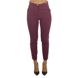 Patrizia Pepe Slim-fit Broek - Dames - Vrijetijds broeken - Paars - L - Leer - Broeken