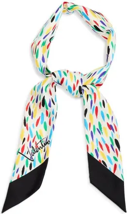 Valentino Garavani Little Stars Print Silk Skinny Scarf in White Multi at Nordstrom