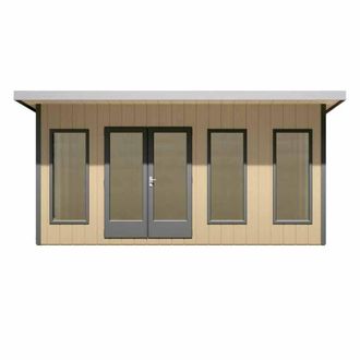 Shires Cali 16x8 ft Pent & Storage Garden Office - L334xW509.4xH246.1 cm in Light Brown