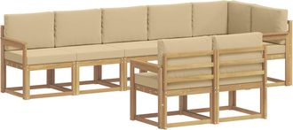 vidaXL Conjunto De Sof&aacute;s De Exterior 8 Uds. Y Beige Poli&eacute;ster Vidaxl