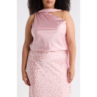 Renee C Scarf Detail One Shoulder Top in Pink at Nordstrom Rack, Size 2X