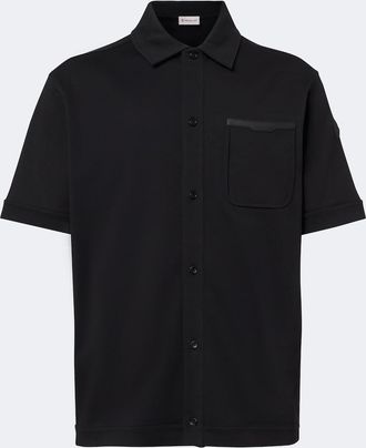 Moncler Leather-trimmed cotton shirt