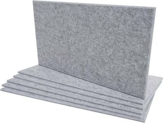 Hhg Hhg - Nunca Usado] Lote De 6 Paneles Ac&uacute;sticos De Pared 576, Paneles Ac&uacute;sticos De Pared, Fonoabsorbentes 1 M&sup2; 60x30 Cm, Gris Claro