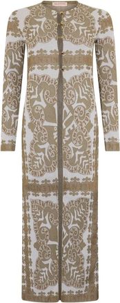 Valentino Garavani Elegante Lange Jurk Met Verfijnde Geometrische Print - Dames - Lange truien - Beige - XS - Truien & Vesten