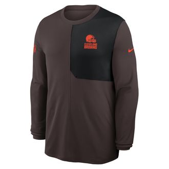 Nike Cleveland Browns Sideline Coach Nike Mens Dri-FIT NFL Long-Sleeve Top in Brown | 03B10DGM9I-81D