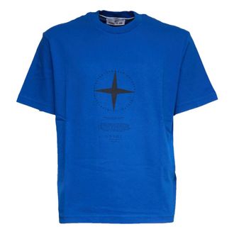 Stone Island T-Shirts, male, Blue, Size: XL Logo T-Shirt