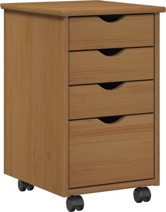 vidaXL Vidaxl Gabinete Rodante Moss Marr&oacute;n Miel 34 X 39 X 56 Cm Pino Macizo
