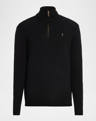 Polo Ralph Lauren Men & apos;s Wool Embroidered Pony Quarter-Zip Sweater