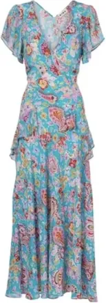 Rixo Rixo, Dames, Jurken, Blauw, Maat: XS Zijde