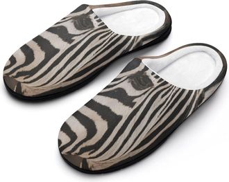 Generic Portrait of Zebra Mens House Slippers Memory Foam Washable Cotton Slip on Home Shoes