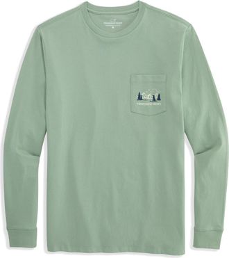 Vineyard Vines Mountain Dog Long Sleeve Pocket Graphic T-Shirt in Dune Grass at Nordstrom, Size Xx-Large